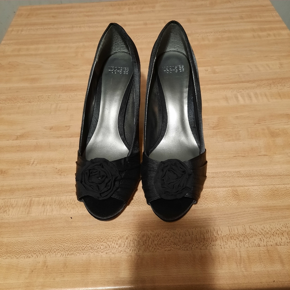 Womens high heel shoes black mootsies tootsies size 9M open toe